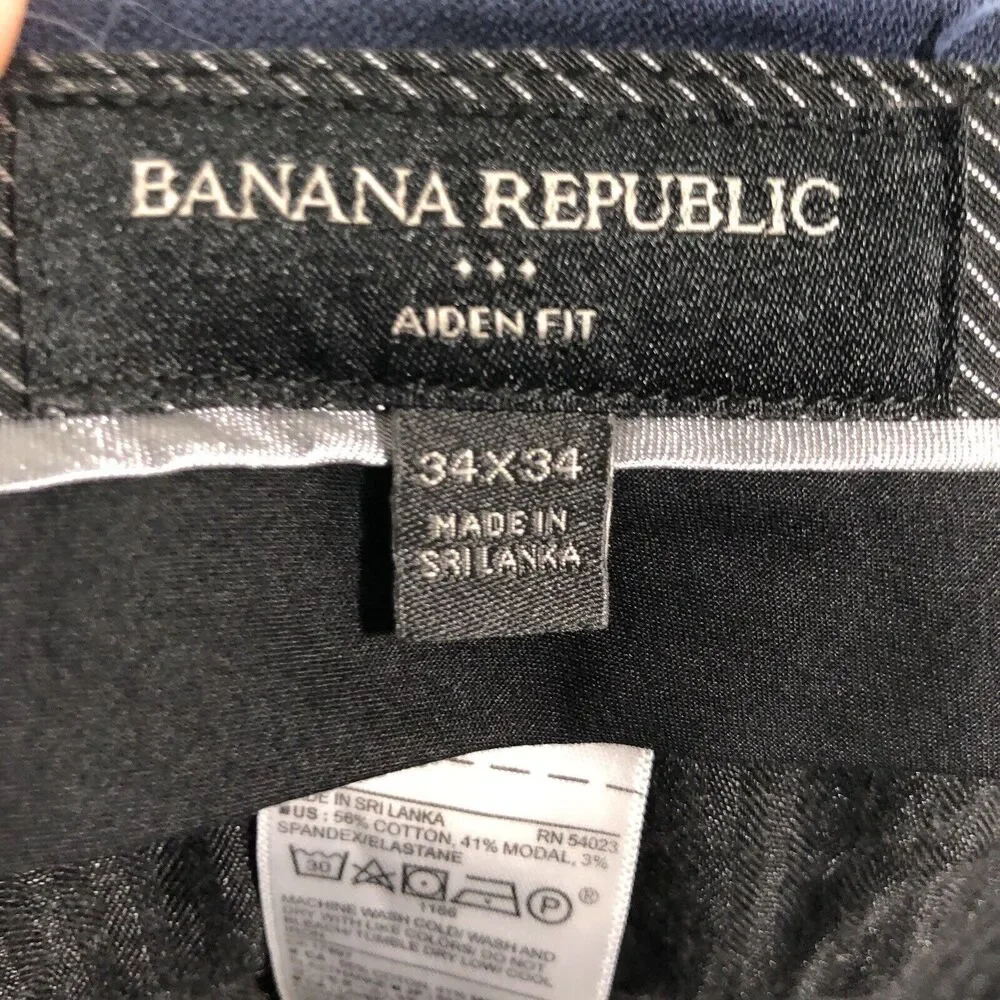 Banana Republic Pants Mens 34 W 34 L Blue Aiden Fit Chino Flat Front Preppy